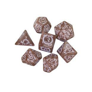 Кістки багатогранні гральні 7шт, 4-20 граней, дайси, акрил коричневі Dice 005 2998533380 фото