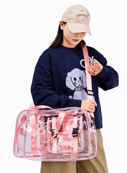 Сумка через плечо прозрачная розовая Pink 49х32х17 см 2997927319 фото