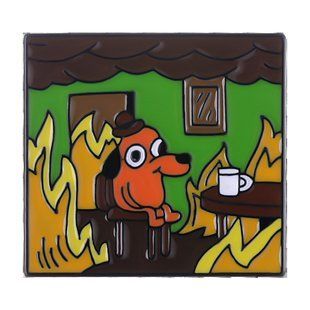 Значок Мем Пес у вогні This is fine 3 см P MEM 02 P MEM 02 фото