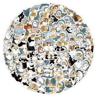 Стікерпак Котики Акули Набір наклейок GeekLand Cats Shark 100 штук 2429351808 фото