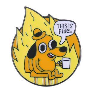 Значок Мем Пес у вогні This is fine 3 см P MEM 19 P MEM 19 фото