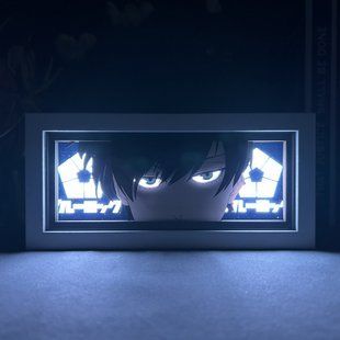 Світильник багатошаровий нічник 3D з ефектом аніме Синя в'язниця: Блю Лок Рін Ітосі Blue Lock Rin Itoshi на пульті керування 20 см NL3D BL RI фото