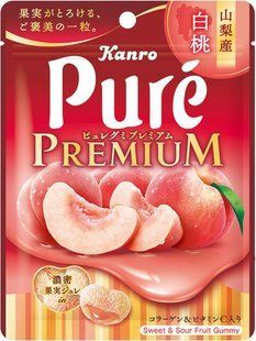 Жувальні цукерки Kanro Pure Gumi Premium White Peaches від Yamanashi зі смаком персика 54 г 2844516082 фото