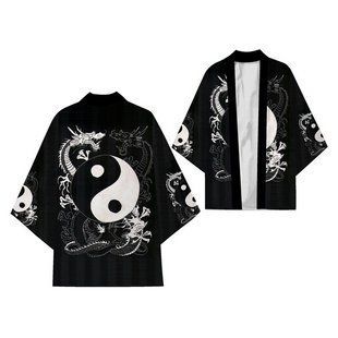 Плащ Хаори Накидка в японском стиле Инь и ян Дракон Yin and Yang Dragon H N YY D H N YY D фото