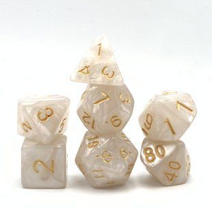 Кости игральные многогранные 7шт, 4-20 граней, дайсы, пластик белые Dice 005 Dice 005 фото