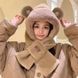 Волкошапка мишка с ушками и встроенным шарфом коричневая 3038170763 фото 2