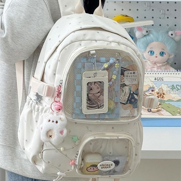 Стильний рюкзак Білий з прозорими відсіками&nbsp;Stylish Backpack White 40x29&nbsp;см 2709386011 фото