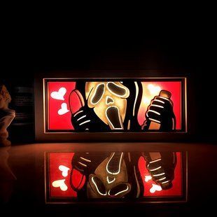 Светильник многослойный ночник 3D с эффектом аниме Крик Призрачное лицо Scream Ghostface на пульте управления 20 см NL3D S G NL3D S G&nbsp; фото