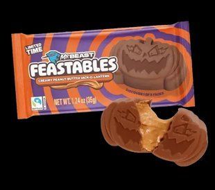 Шоколадні цукерки Feastables MrBeast Peanut Butter Jack-O-Lantern Pumpkin 35 г 2797565805 фото