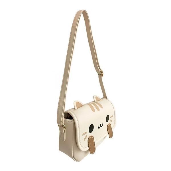 Сумка через плечо Бежевая с милым котом Beige with a cute cat 13х21х6 см 2996698757 фото