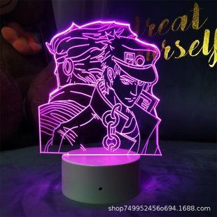Акриловий 3D Світильник RGB Неймовірні Пригоди ДжоДжо Джотаро КуДжо JoJo's Bizarre Adventure Jotaro KuJo 11 см 2929300707 фото
