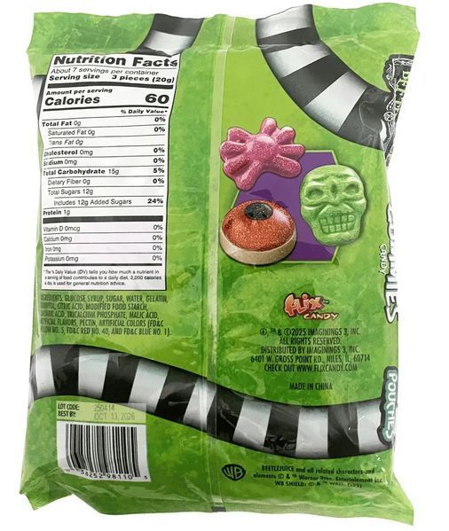 Кислые мармеладные конфеты Bazooka Beetlejuice Halloween Sour Gummies 138 г 2797371065 фото