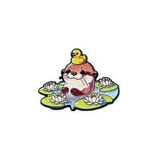 Значок пін Видра з качечкою Otter with duck 3 см 2980400979 фото