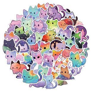 Стикерпак Космические котики Набор наклеек GeekLand Space cats 50 штук 2425911841 фото