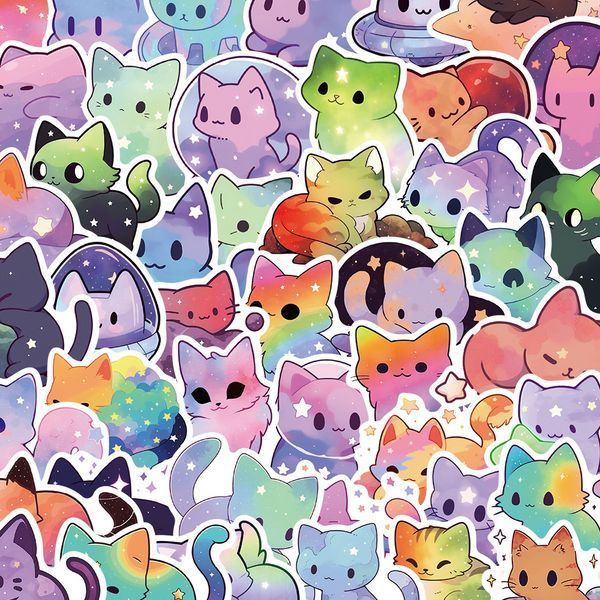Стикерпак Космические котики Набор наклеек GeekLand Space cats 50 штук 2425911841 фото